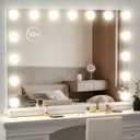 Gvnkvn Vanity Mirror with Lights Lighted Makeup Mirror with 15 Dimmable LED Bulbs,3 Color Lighting Modes,USB Charging Port Touch Control,Sturdy Metal Frame Design 24x18 Inch,White