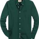 Alimens & Gentle Mens Solid Oxford Shirt Long Sleeve Dress Shirt Work Casual Button Down Shirts with Pocket (Medium, Dark Green)