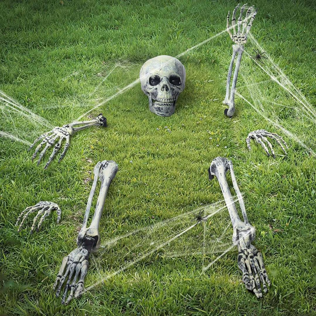 Halloween Decorations Skeleton Groundbreaker Skeleton 8pcs Skeleton Coming out of Ground for Yard, Lawn, Garden, Graveyard Party Supplies Outdoor Skeleton Decorations (Tombstone not included)
