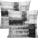 AEIOAE Black Grey White Pillow Covers 22x22 Inch Set of 2,Abstract Art Throw Pillows Case,Modern Geometry Outdoor Decorative Square Linen Farmhouse Decor Cushion Covers for Home Sofa Bed Couch