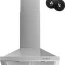 FIREGAS Range Hood 24 inch Wall Mount Type with Ducted/Ductless Convertible, 450 CFM Stainless Steel Chimney-Style Kitchen Hood, Over Stove Vent Hood with 3 Speed Fan, Charcoal Filters