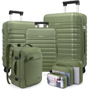 Luggage Sets 7 Piece, Durable Hardside ABS Carry on Luggage with Spinner Wheels & YKK Zipper TSA Lock, Large Checked Travel Suitcase With Backpack Set for Men and Women,20/24/28 Inch