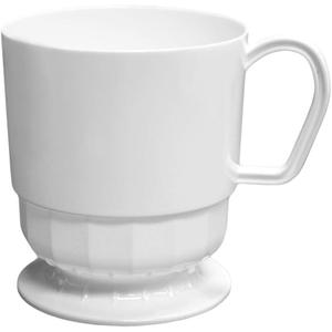 Party Essentials 8-Ounce Hard Plastic Coffee Cup/Tea Mug with Handle, 20-Count, Deluxe White