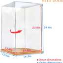 Clear Acrylic Display Case for Zimomo Angel in Clouds I Found You, Display Box for Big Doll Toy for LABUBU for Pop Mart, Thickened Wooden Base with Door UV Protection Dustproof 13.8x11.8x23.6 inch