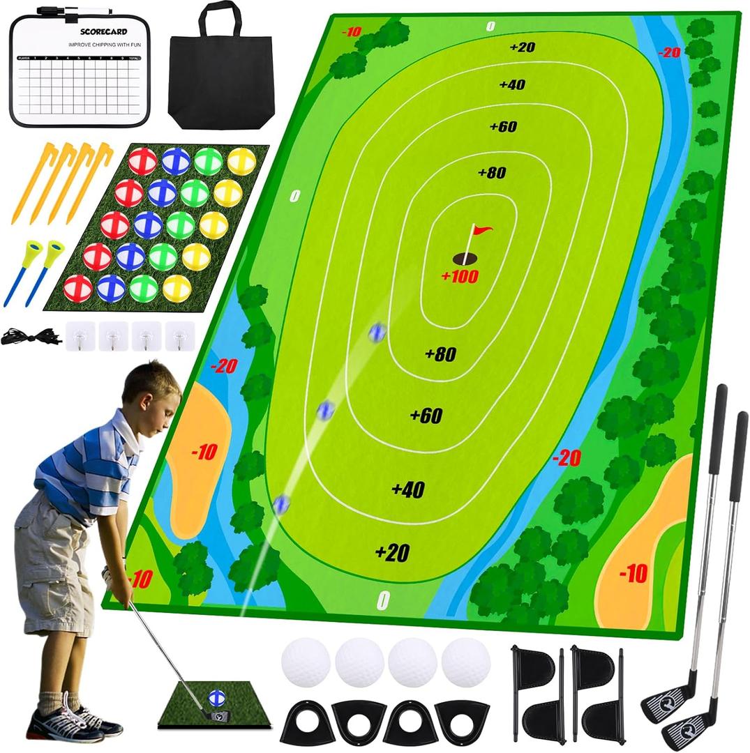 Golf Chipping Game - Upgrade Golf Toys for Kids, Perfect Outdoor Games for Kids Golf Game & Practice, Green