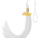 Unisex Matte Preschool and Kindergarten Graduation Cap with Year Charm Tassel (White)