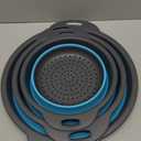 Collapsible Colander 3-Pack Set Space-Saving Foldable Kitchen Strainer with Non-Slip Base Durable Thickened PP+TPE Collapsible Strainers for Pasta, Vegetables, Fruits (Gray-Blue)