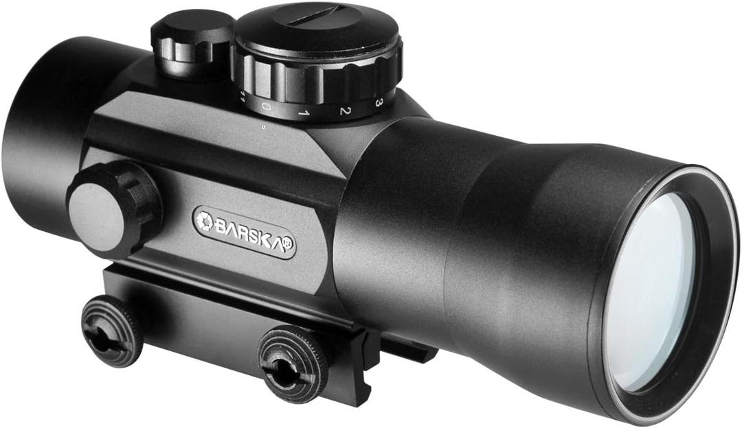 Barska 30mm Red Dot Sight  1x Magnification, 5 MOA Reticle, Adjustable Brightness, Unlimited Eye Relief, Weaver Mount, Anti-Reflective Coating (Black)