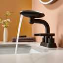 Matte Black Bathroom Sink FaucetModern 3 Hole Bathroom Faucet 2 Handle 4 Inch Centerset with 4 Water Outlet Modes, 360 Swivel Spout & Pop-Up Drain