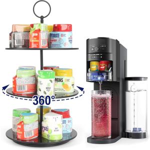 Flavor Pods Holder for Ninja Thirsti Flavored Water Drops, Rotatable Holds 15 Pods Storage Rack for Ninja Thirsties Drink System, Acrylic Pods Organizer for Ninja Thirsty, Black