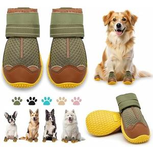 Dog Boots for Large Dogs, Medium Dog Boots & Paw Protectors for Hardwood Floors, Outdoor Dog Booties for Hot Pavement Winter Snow Hiking, Dog Shoes with Reflective Strips