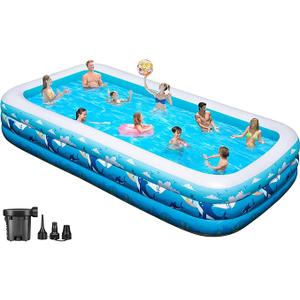 Extra Large Inflatable Pool for Adults, 158"x74"x22" Big Family Size Blow Up Pools with Pump, Portable Soft Thickened Inflatable Swimming Pool for Outdoor Backyard Garden Summer Water Party