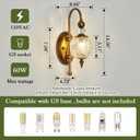 Piepooye Vintage Gold Wall Sconce with Glass Globe Shade Mid Century Brushed Brass G9 Bulb Vanity Light Indoor Wall Light for Bathroom Farmhouse Bedroom Living Room Hallway