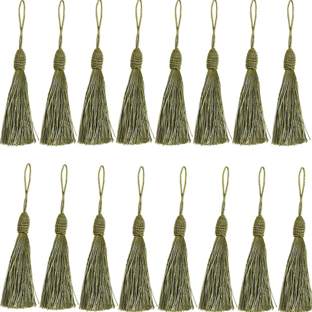 20pcs 5.5Inch Craft Tassels Handmade Polyester Filament Embellishments for Keychain Earring Jewelry Making, Souvenir, Graduation,Clothing Sewing,Gift Tag DIY Craft Projects. (Military Green 1)