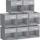DIMJ Storage Cubes, Cube Storage Bin, 8 Pack Foldable Storage Cubes with Window, Closet Storage Bins with Handle, 12.2x 12.2 inch Storage Box for Clothes, Toys, Books (Grey)