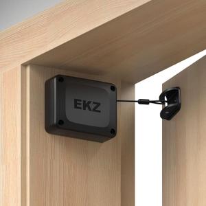 EKZ Retractable Automatic Door Closer Fits Sliding Glass, Screen, Single & Double Doors Strong 3.3 lb Spring Tension, Punch-Free Easy Install for Entry, Bathroom, Bedroom, Study (1 Pack)