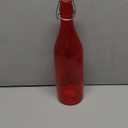 Bormioli Rocco Giara Beverage Bottle with Clamp Lid, 33.75 oz - Leakproof Glass Container for Homemade Juices & Dressings - Stylish Drinkware Storage for Kitchen/Restaurant - Made in Italy (Red)