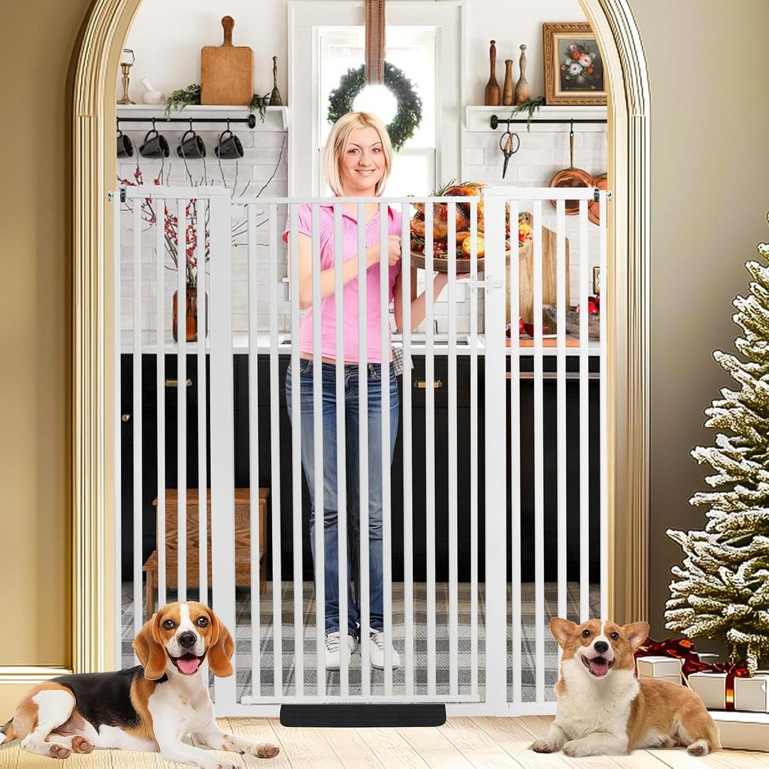55 Inch Extra Tall Pet Gate for Cats,29.92"-48" Adjustable Wide Dog Gates, Pressure Mounted Walk Through Tall Pets Gate for Doorways, Hallway, Stairs(White)