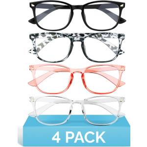 MIGSIR Blue Light Blocking Glasses for Computer Gaming, Fashion Fake Helps Reduce Screen Fatigue Eyeglasses for Women Men (A3 4 Pack Mix)