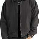 Comdecevis Mens Corduroy Jacket Lightweight Zip Up Goft Jackets for Men XL Dark Gray