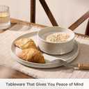 18-Piece Reactive Glaze Stoneware Dinnerware Sets for 6 - High Edge Plates & Bowls, Speckles & Spirals - Chip & Scratch Resistant, Microwave & Dishwasher Safe - Gift Box, Shell Beige