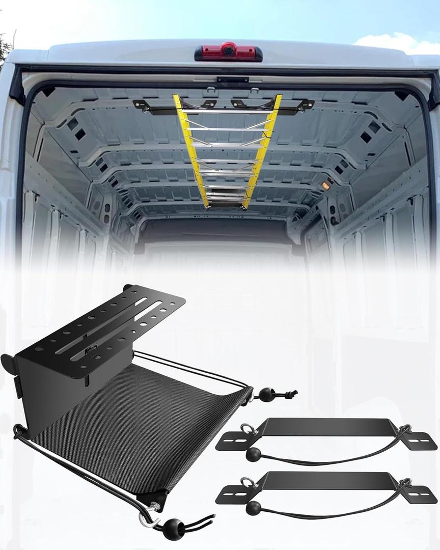 Universal Van Interior Ladder Storage Holder, Adjustable Internal Ladder Rack Fit for Van/Trailer/Truck Roof, Securely Stores Ladders in Vehicle