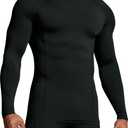 ATHLIO Men's UPF 50+ Long Sleeve Compression Shirts, Water Sports Rash Guard Base Layer, Athletic Workout Shirt (X-Large, 3pack Black/ Black/ Black)