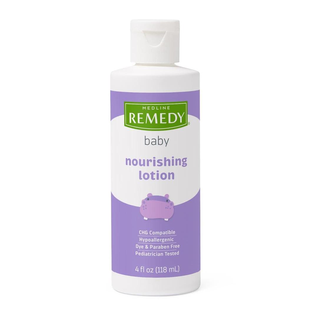 Medline Remedy Baby Nourishing Lotion, Gentle Powder Scent, Hypoallergenic Moisturizer for Delicate Skin, 4 oz., Pack of 60