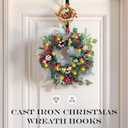 Cast Iron Wreath Hanger for Front Door, Santa Sleigh Adjustable Over The Door Hoo Kwreath Stand, Heavy Duty Door Wreath Hanger and Wreath Hook for Fall and Christmas Holiday Decorations.