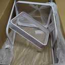 Under Desk Storage Cart 2 Tier Utility Rolling Cart with Wheels, Small Metal Mobile Trolley with Handle Two Tiered Utility Organizer Roller for Kitchen Office Bathroom Pantry Room, White