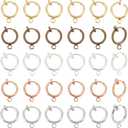 PH PandaHall 15 Pairs 5 Colors 11mm Round Brass Clip-on Hoop Earrings for Non-Pierced Ears DIY Earring Making Accessary, Mixed Colors