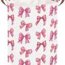 Bow laundry basket for girls,Nursery Hamper,Pink Laundry Hamper,Waterproof collapsible canvas laundry basket for girls,Pink Girls Laundry Basket,Living Room Decor(Bowknot)