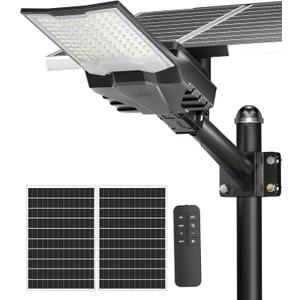 Gefolly SL-10000W Solar Street Lights Outdoor, Commercial Parking Lot Light Dusk to Dawn IP67 Waterproof 6500K Security Flood Lights Lamp for Yard, Road, Basketball Courts