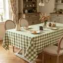 Laolitou Spring Green Gingham Tablecloth Rectangle Tables Checkered Buffalo Plaid Table Cloth Cotton Linen Farmhouse Tablecloths Washable Wrinkle Free for Picnic Kitchen, 60"x120" 10-12 Seats