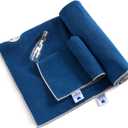 IUGA Yoga Towel for Hot Yoga Non Slip Extra Thick Yoga Mat Towel + Hand Towel 2in1 Set with Corner Pockets Super Absorbent and Quick Dry Hot Yoga Towel