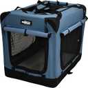 EliteField 4-Door Folding Soft Dog Crate with Curtains, Carrying Bag and Fleece Bed (2 Year), Indoor & Outdoor Pet Home (20" L x 14" W x 14" H, Blue Gray+4 Door Curtains)