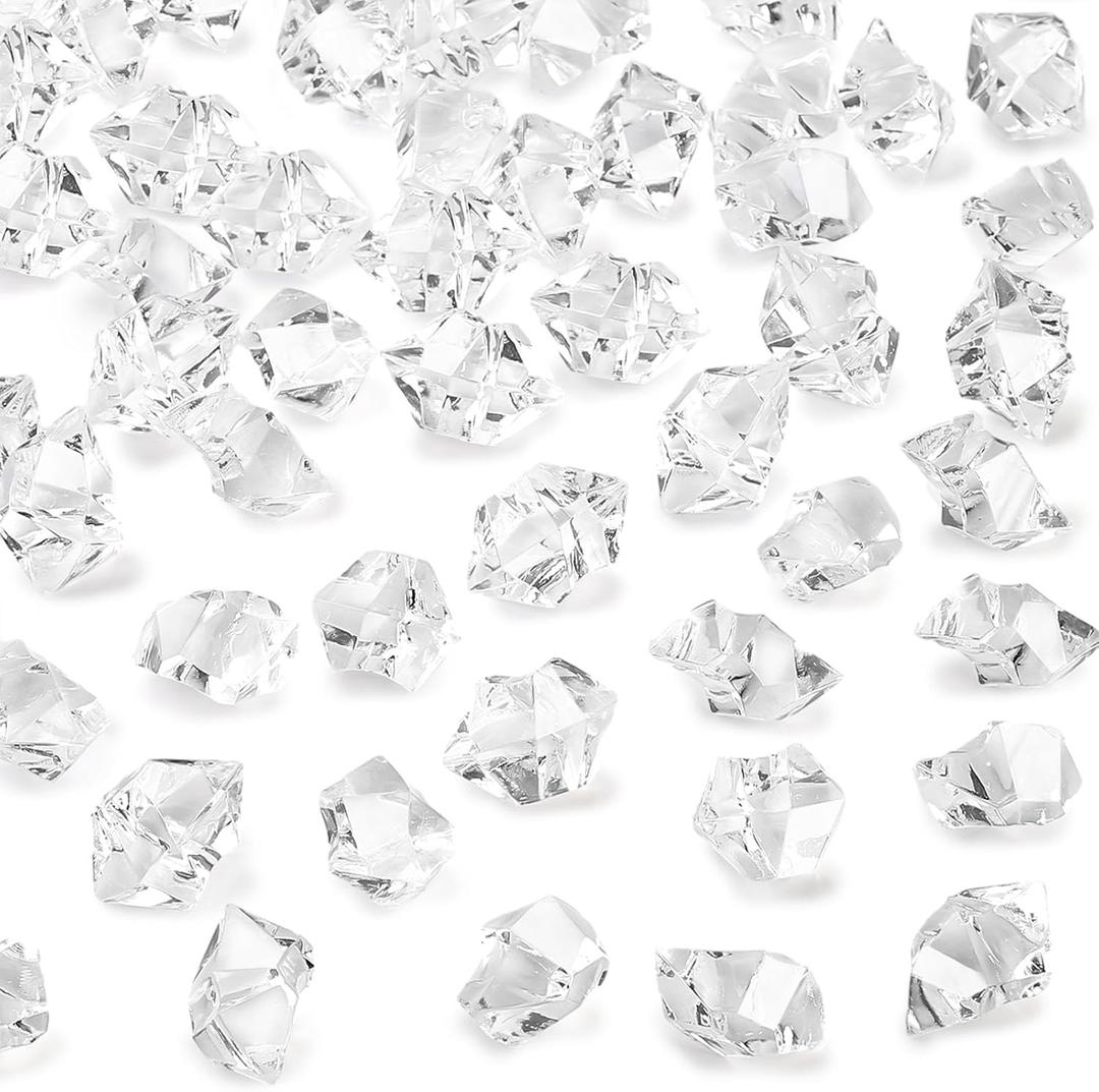 DomeStar Fake Ice, 150PCS Fake Diamonds, Plastic Diamonds Acrylic Rocks Vase Fillers for Centerpieces Wedding Party Table Scatter Food Display