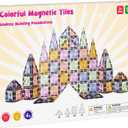 Magnetic Tiles for Kids Ages 4-8, Holiday Building Set with Diamond Surface & Metal Storage Box, 60PCS STEM Learning Toys, Educational Building Gifts for 3-8 Year Olds