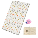 HAVEN Pack and Play Mattress, Waterproof and Portable Mattress for Baby, Dual-Sided Foam with Animal Printed Cover, Playpen Crib Mattress (38"x26"x1"), Breathable Mattress for Toddler and Lil Baby
