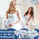 60 Pcs Blue Flower Plastic Hand Fans with Bow Bulk Wedding Favor Fans for Guests Gifts Plastic Chinoiserie Handheld Decorations for Mediterranean Bridal Shower Bridesmaid Party