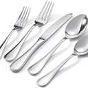 KINGSTONE 20 Piece Teardrop Silverware Set for 4, 18/10 Stainless Steel Flatware Set, Modern Design Cutlery Set for Home/Hotel/Wedding, Mirror Polished and Dishwasher Safe
