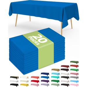 Pureegg Plastic Table Cloth Disposable 20 Pack, 54 x 108 Inch Table Cloths, Graduation Decorations Class of 2026, Graduation Party Tablecloths, Rectangle, Plastic Cover, Leakproof & Sturdy, Blue