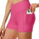Womens 3" Swim Shorts High Waisted Board Shorts Bathing Suit Bottoms (Large, Rose Red)
