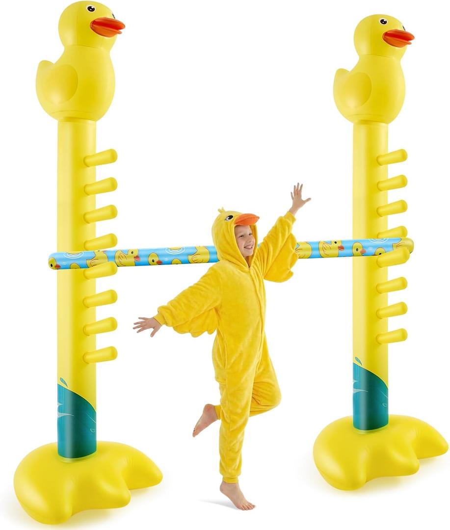 Poen 80" Giant Inflatable Duck Limbo Game for Kids Adults, Funny Large Blow up Yellow Duck Decorations for Summer Indoor Outdoor Pool Beach Tropical Hawaiian Luau BBQ Party Games, Pump Not Included