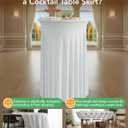 KeyWave Cocktail Table Tablecloth with Skirts - 32x43 Inch Wavy Spandex High Top Cocktail Table Covers, Ruffle Drape Highboy Tablecloth Reusable for Party Wedding Cake Standing Table, White, 4 Pack