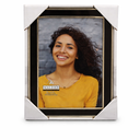 Malden International Designs Black Sleek With Silver Inside Border Picture Frame, 5x7, Black