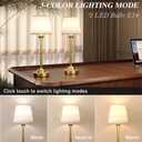 CHLORANTHUS 2 Pack Cordless Table Lamps, 3 Colors Stepless Dimming Fabric Desk Lamp, 6000mAh Rechargeable Battery LED Desk Lamp, Touch Night Light for Bedroom, Dining, Desk, Cafe