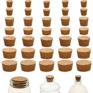 35 Pcs Soft Wood Corks 7 Size, Wooden Tapered Cork Plugs Wine Bottle Stoppers, Natural Wood Wine Corks Replacement for Wine Beer Bottle Crafts