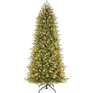 Puleo International 7.5 Foot Pre-Lit Slim Fraser Fir Artificial Christmas Tree with 500 Clear UL Listed Lights, Green