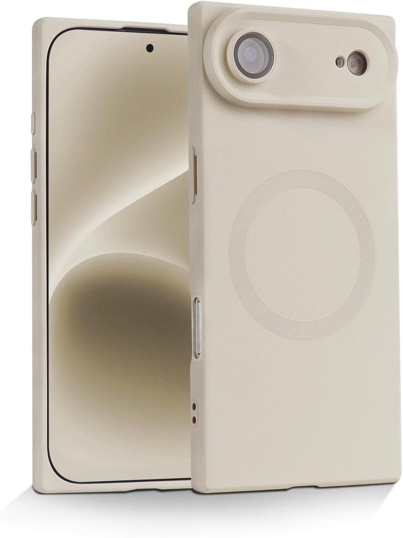 Designed for iPhone Air Case Silicone Compatible with Magsafe, Camera Lens Protector, Military Grade Shockproof Protective, Rectangle Magnetic Phone Case for iPhone Air White